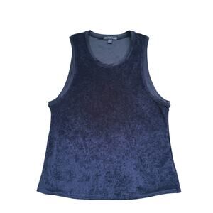 James Perse Womens Quiet Luxury Velvet Silk Shell Tank Top XS Gray Minimalist